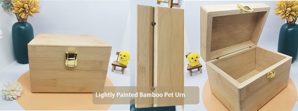 lightly painted bamboo pet urn
