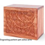 engraving pattern wooden pet urn for ashes