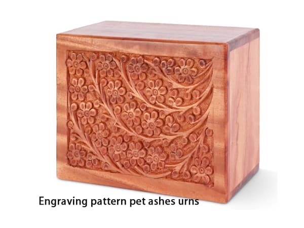 engraving pattern wooden pet urn for ashes