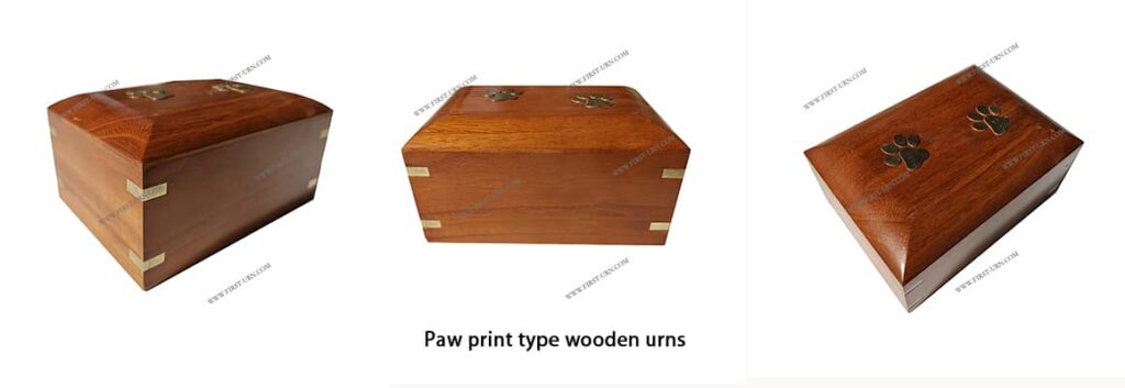 paw print type wooden urns