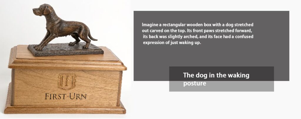 the dog in the waking posture first urn