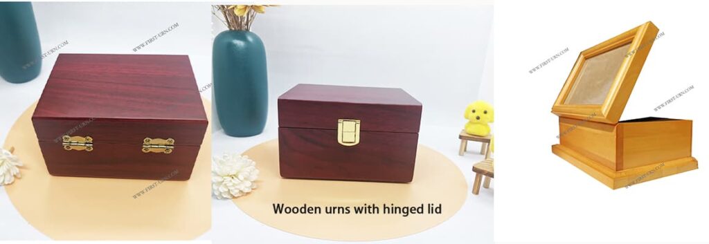 wooden urns with hinged lid