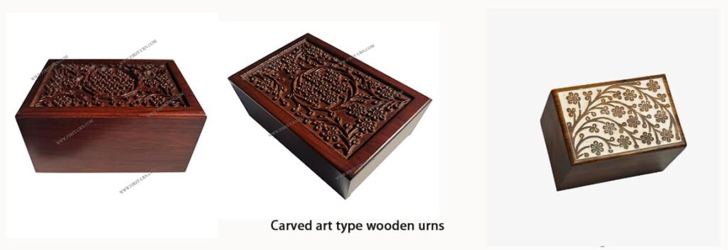 carved art type wooden urns