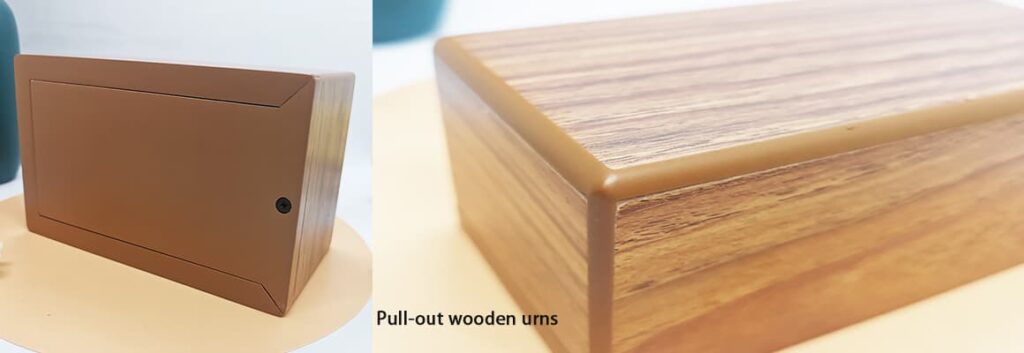pull out wooden urns