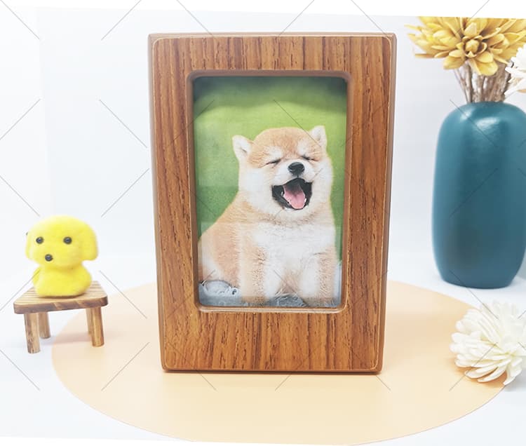 wood pet urn with photo frame