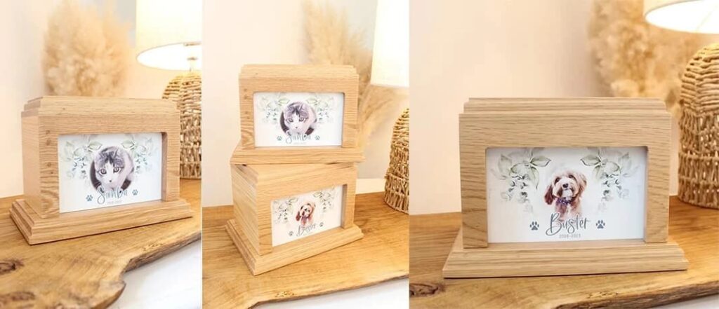 oak photo frame pet urn