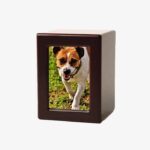 prominent wood grain of cremation urn