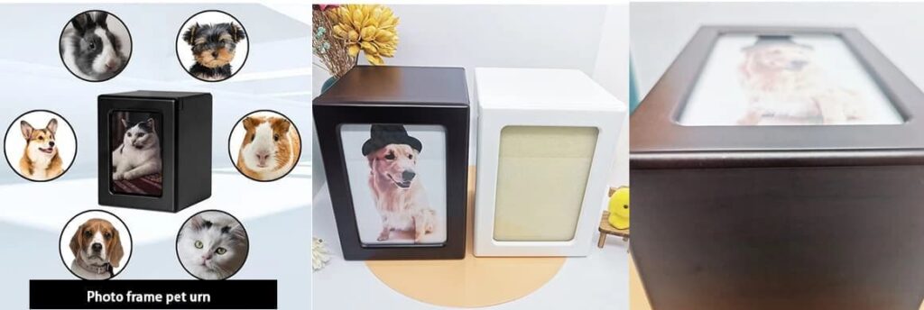 black-photo-frame-wooden-pet-urns-for-dogs