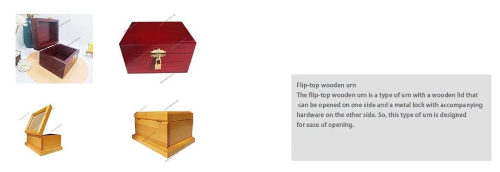 flip top wooden urn
