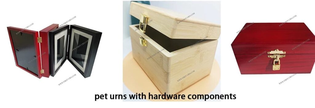 pet ashes urns with hardware components