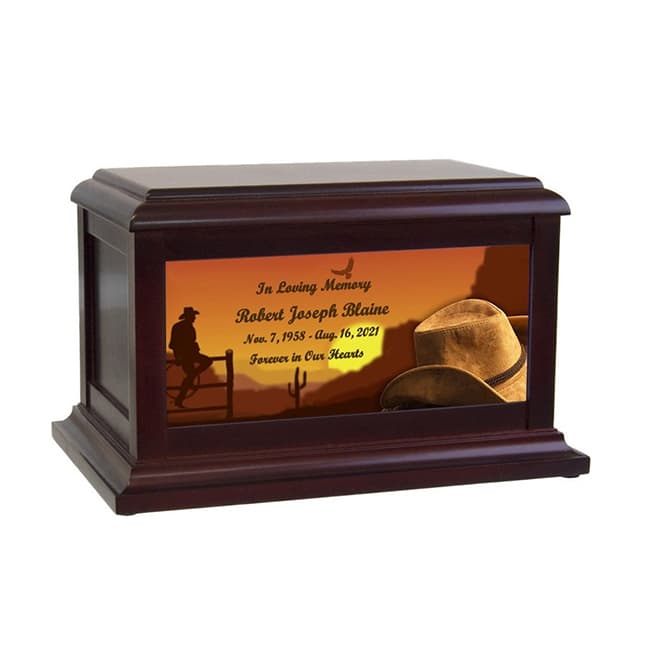 cowboy sunset cremation urn01