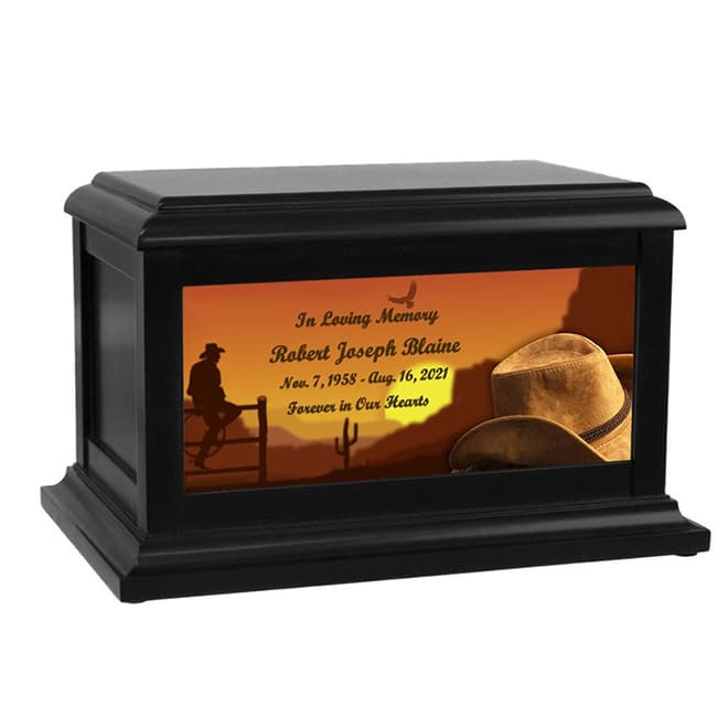 cowboy sunset cremation urn02