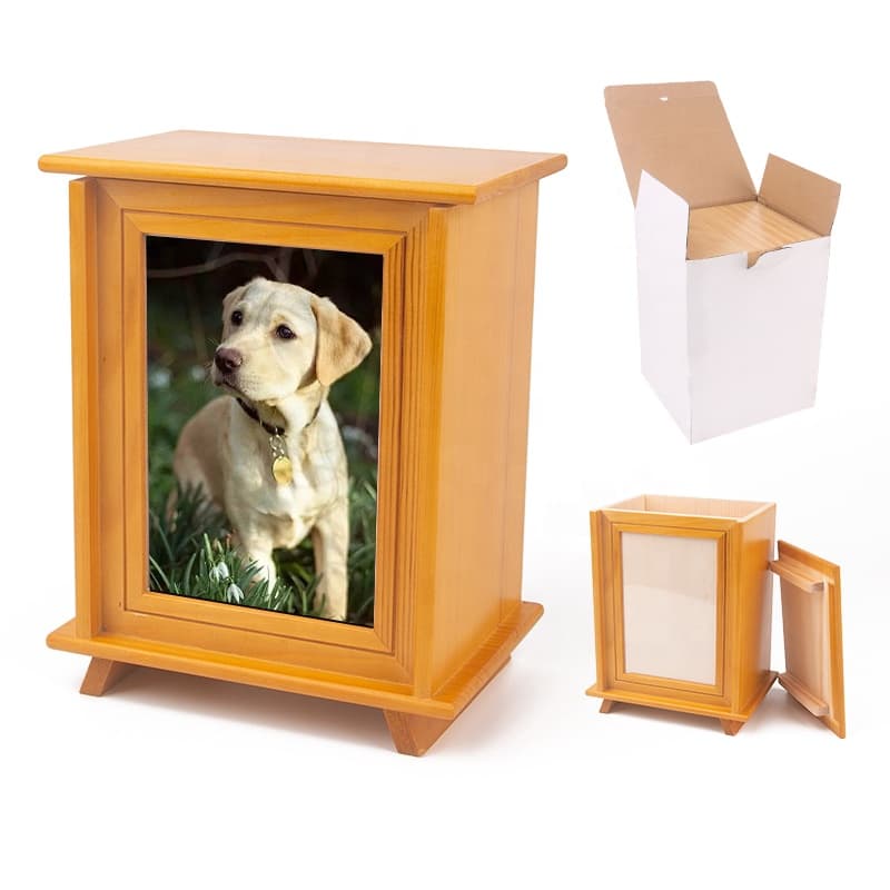 Freestanding Double-legged Design Funeral Photo Frame Woden Pet Urn F198