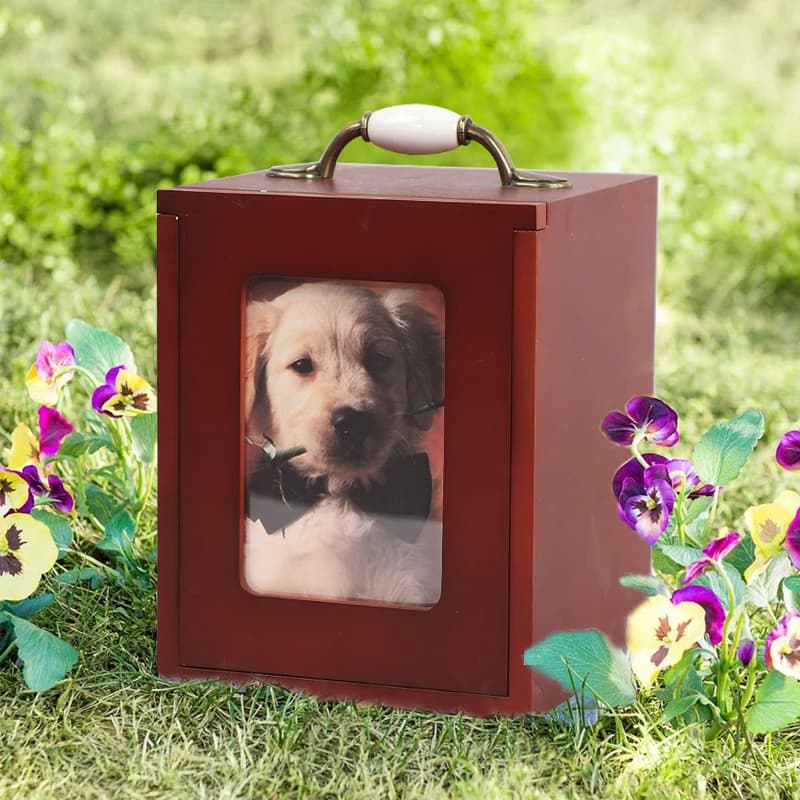Handle Hardware Mahogany Wooden Keepsake Pet Urn Boxes F221
