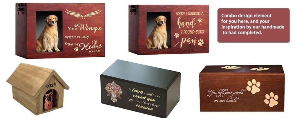 pet cremation urn with photo frame cedar memorial urn diy pattern and levave farewell message content 1