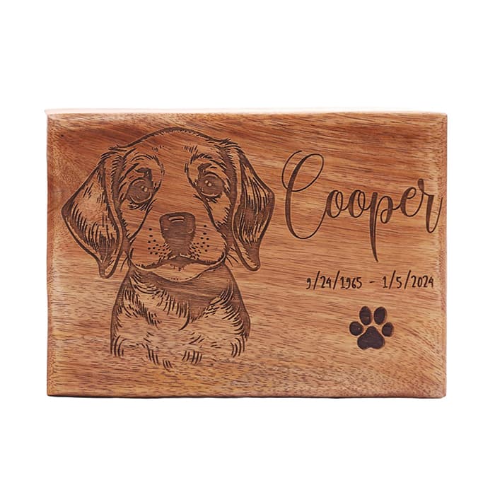Mango Wooden Cremation Urns for Dogs Design F192