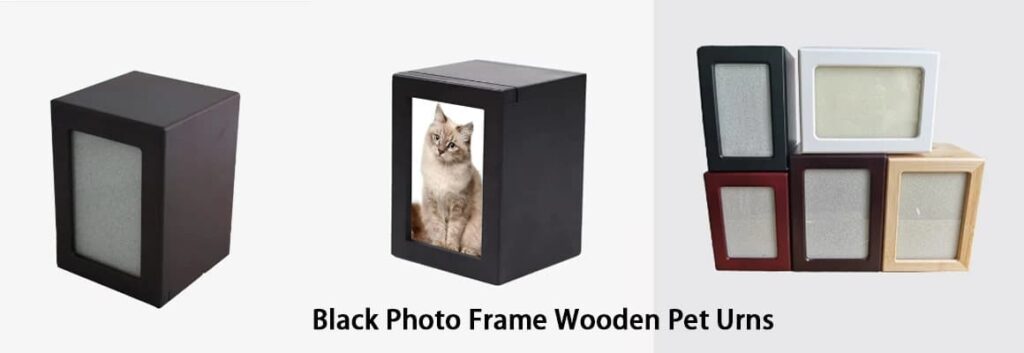black photo frame wooden pet urns