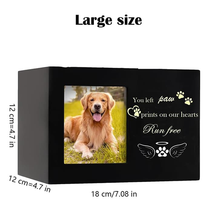 Large Dog Urn for Ashe, Solid Wood Keepsake Cremation Urn F173