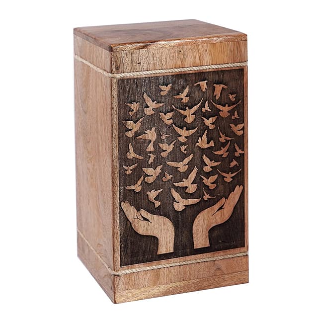 Carving Wing Pattern Wooden Cremation Urns for Human Ashes F328