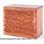 engraving pattern wooden pet urn for ashes