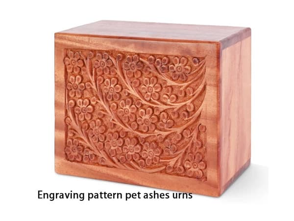 engraving pattern wooden pet urn for ashes
