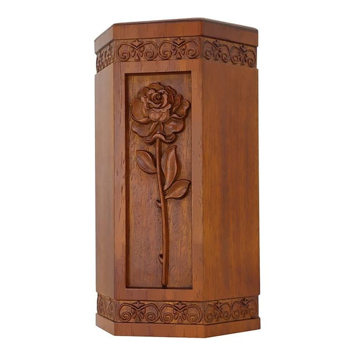 Handmade Rose Style Wooden Urns for Ashes F181