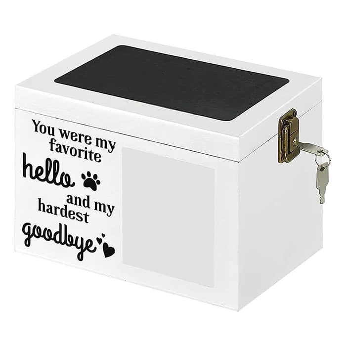Keepsake Cremation Urn with small Black Board, Key&Lock, Photo Frame Urn for Pet Ashes F154