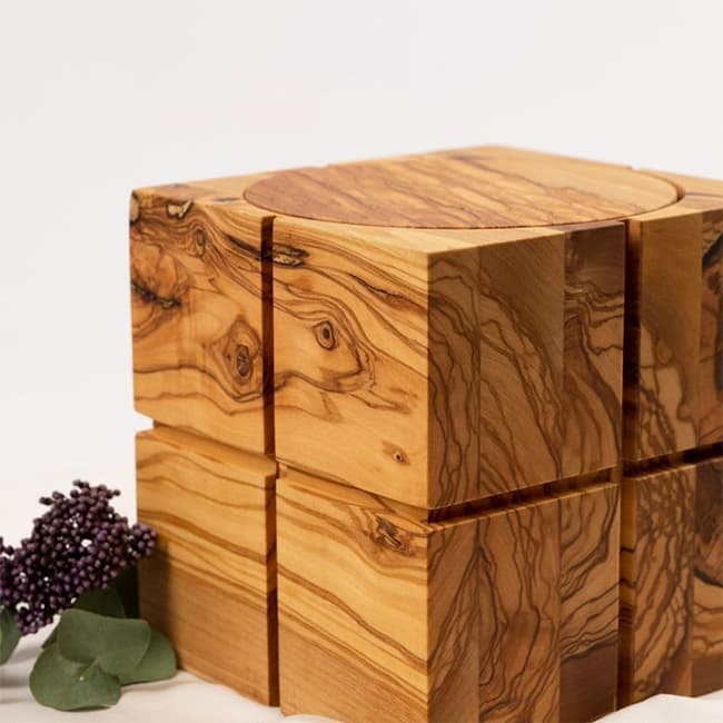 Olive Wooden Urn for Pet Ashes 0.79lbs F319