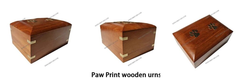 paw print wooden urns