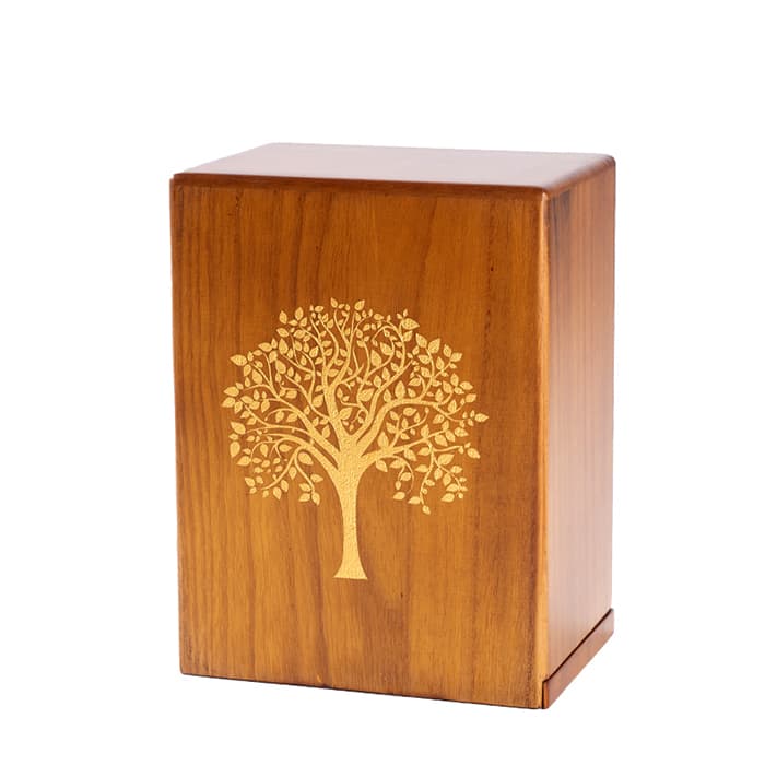 Funeral Wooden Urn for Human Ashes with Life Tree Pattern F210