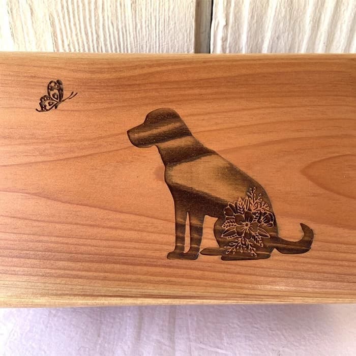Engraved and Personalised Unique Wooden Dog Urns for Ashes F160