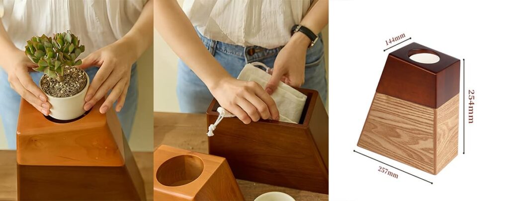 urn box small potted plant compartment