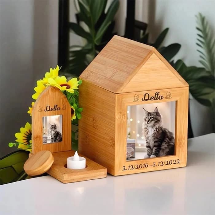 Handcrafted Wooden Memorial Urn for Pet Ashes, keepsake Wooden Urns for Cat, Dog F161