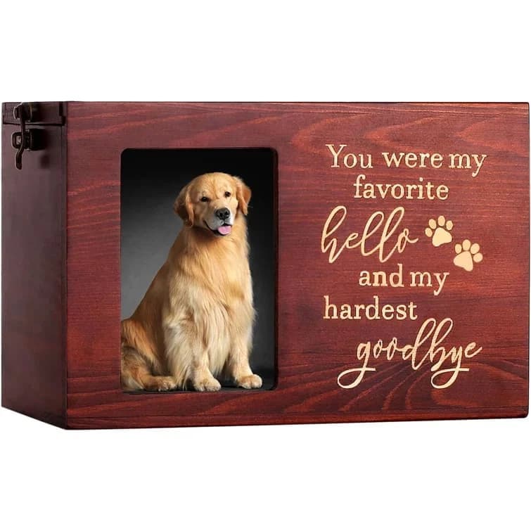Pet Cremation Urn with Photo Frame, Cedar Memorial Urn Diy Pattern and Leave Farewell Message F151