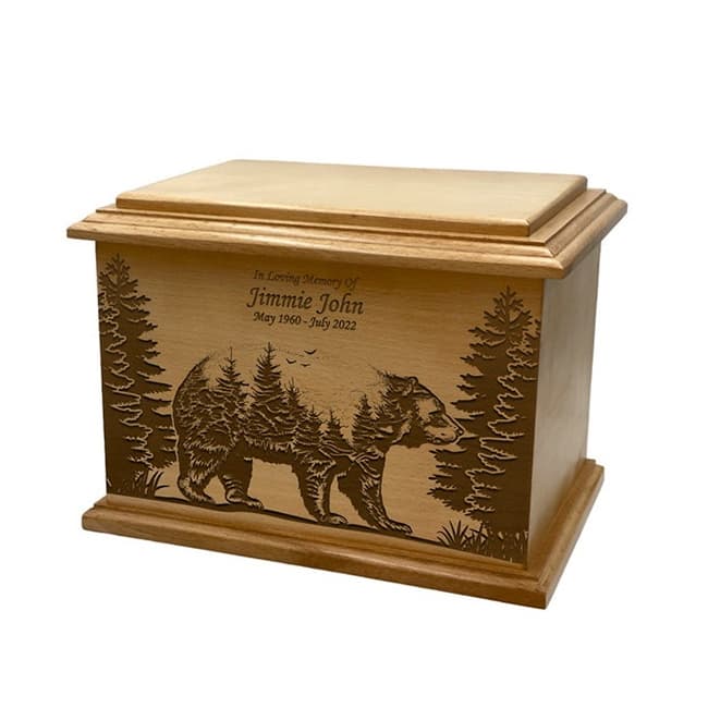 Bear Cremation Wooden Funeral Urn F424
