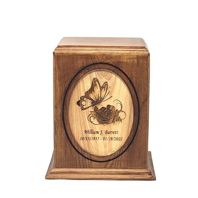 Solid Wood Butterfly Cremation Urn F417