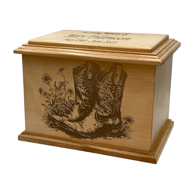 cowboy boots wood cremation urn05