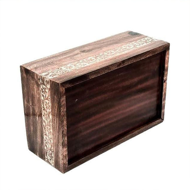 Engraved Wooden Box Funeral Cremation Urns F386