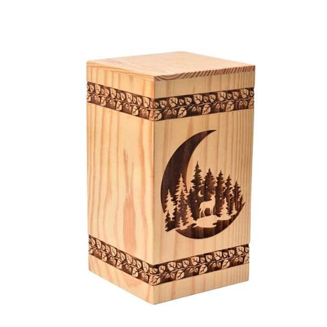 Handcrafted Pinewood Urn with Life of Tree F411