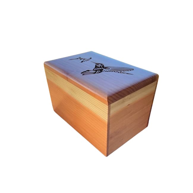 Rosewood Cremation Urn Engraved Hummingbird F421