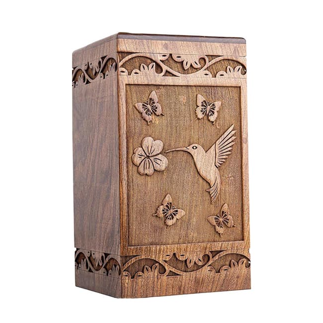 hummingbirds wood cremation urn02