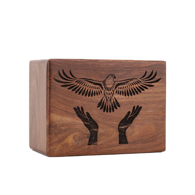 Solid Wooden Urn, Engraved Cremation Urn for Human or Pets F390