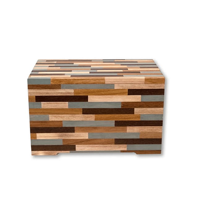Paulownia Wood Mosaic Design Brown-gray Tone Transition Cremation Urn F394