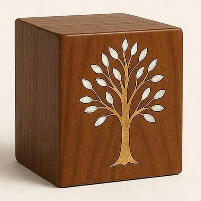 Mahogany Urn with Mother of Pearl Pattern for Human or Pets F370