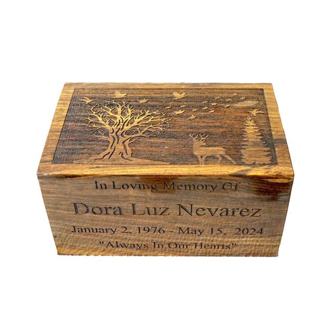 Engraved Theme Tree of Life Pattern Wood Cremation Urn F422
