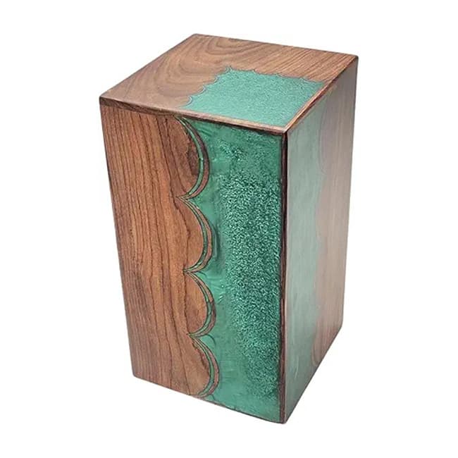 Wood Cremation Urn from Natural and Inaly EPoxy Resin Mix Material F358