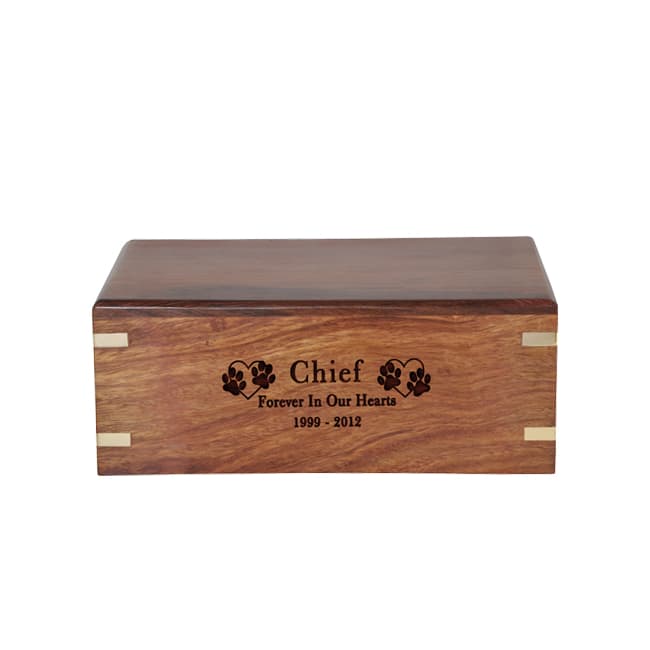 Rosewood Pet Urn with Nameplate Logo, Date, and Lovely Name F396