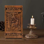 3d carved deer wooden pet cremation urn