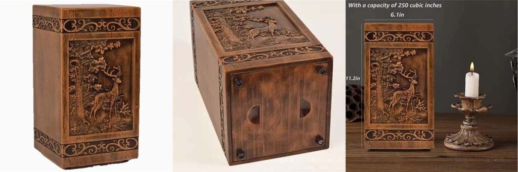 3d carved deer wooden pet cremation urn (2)