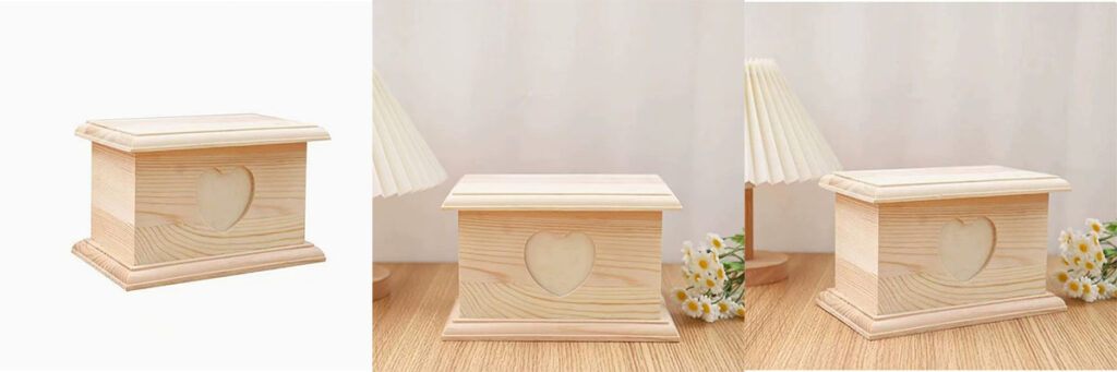 pine pet urn with heart shaped groove (2)